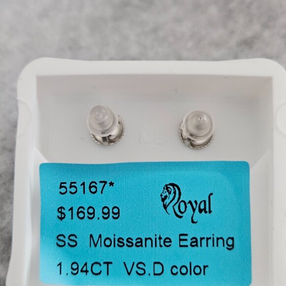 Moissanite Earrings  Sterling Silver - Picture 2 of 2
